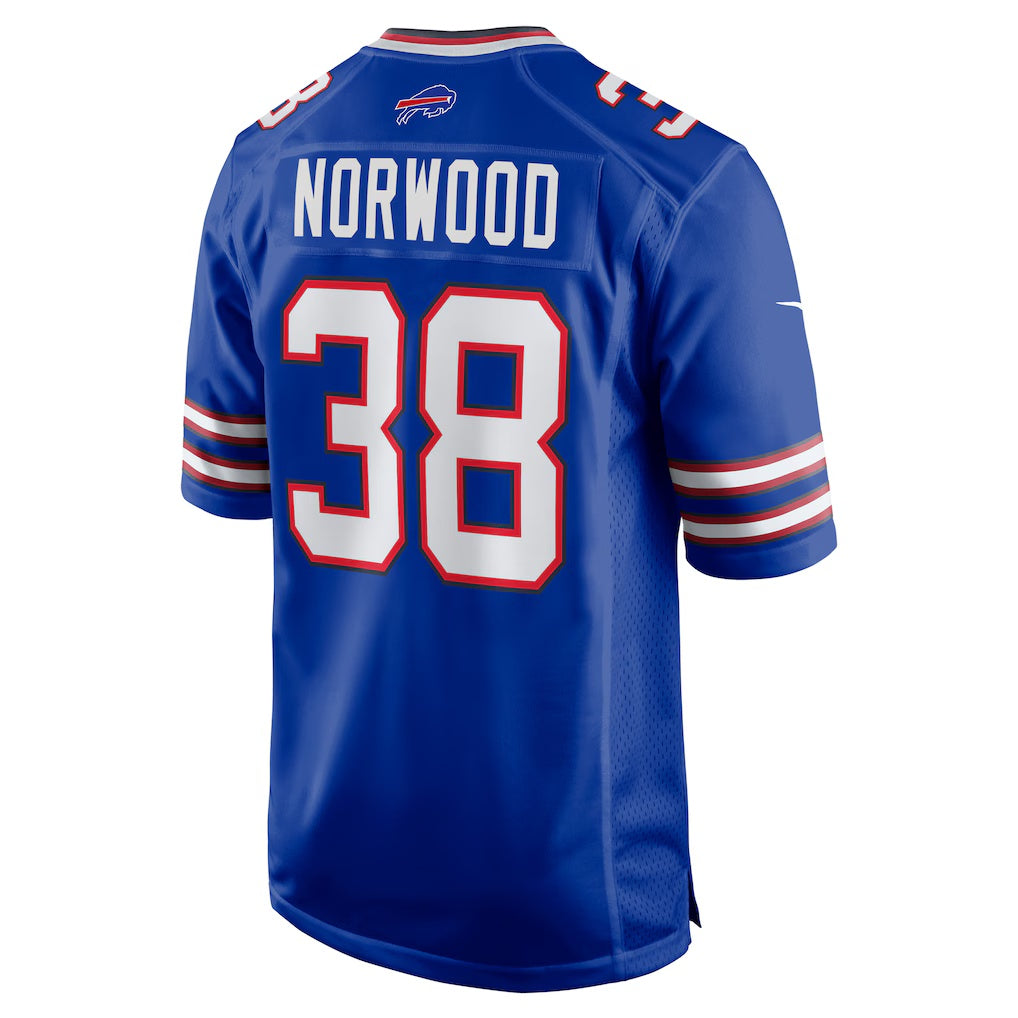 B.Bills #38 Tre Norwood Royal Jermy Team Game Jersey