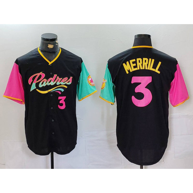 San Diego Padres #3 Jackson Merrill Black Jermy Player Number Fashion Jersey