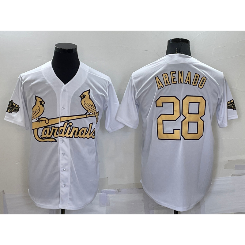 St. Louis Cardinals #28 Nolan Arenado White Jermy 2022 All Star Stitched Cool Base Jersey