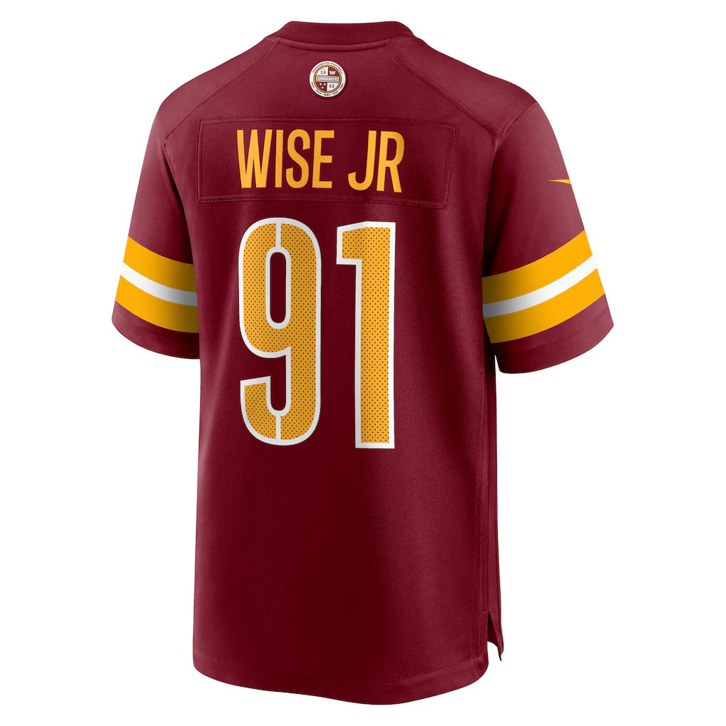 W.Commanders #91 Deatrich Wise Jr. Burgundy Jermy Team Game Jersey