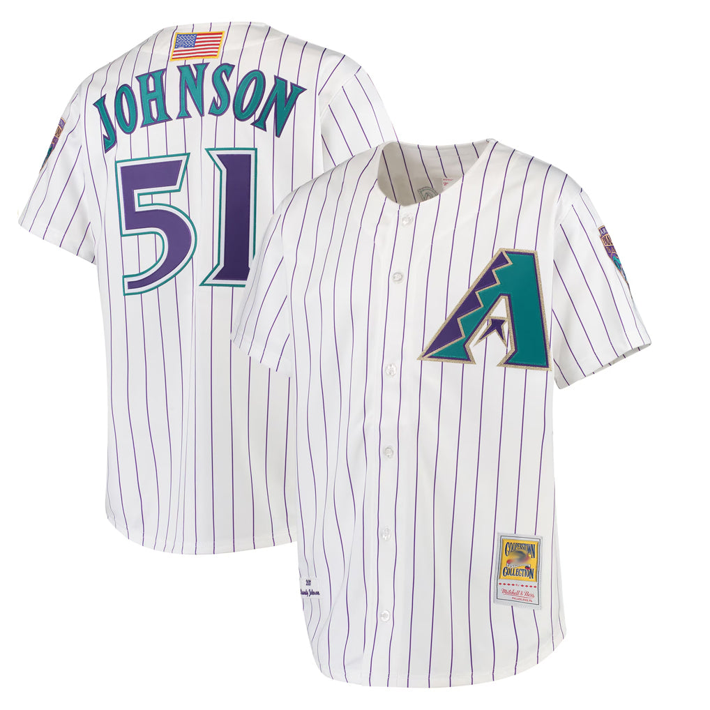 Arizona Diamondbacks #51 Randy Johnson Player White Jermy Mitchell & Ness Limited Home Stitched Jerseys