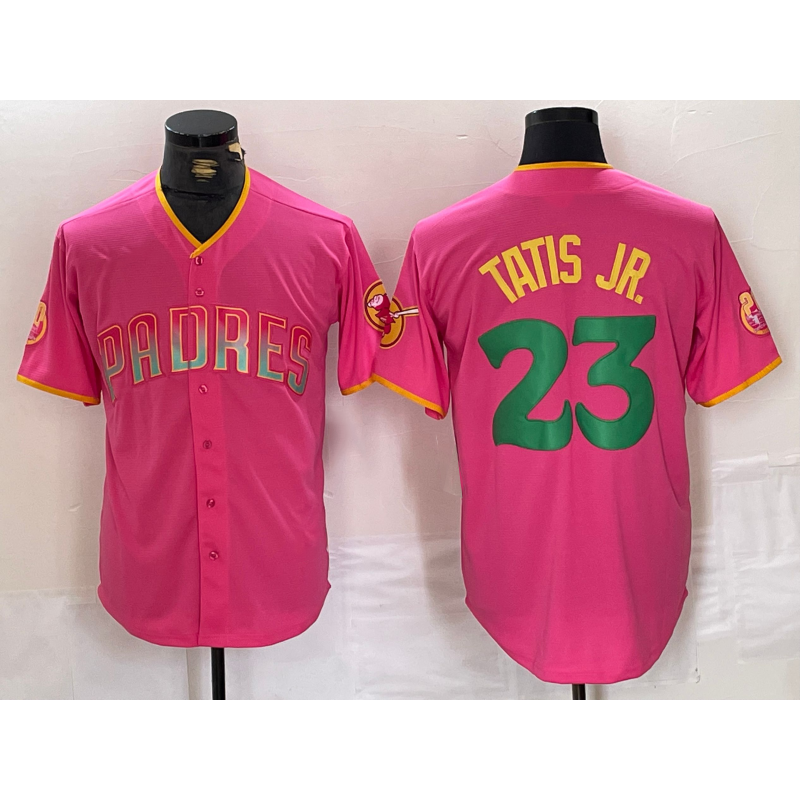 San Diego Padres #23 Fernando Tatis Jr. Pink Jermy Cool Base Stitched Jersey 2