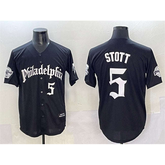 Philadelphia Phillies #5 Bryson Stott Black Jermy Gothic Vapor Limited Stitched Jersey