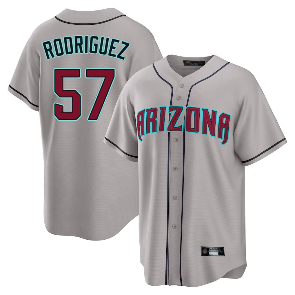 Arizona Diamondbacks #57 Eduardo Rodriguez Player Gray Jermy Road Home Game Stitched Jerseys