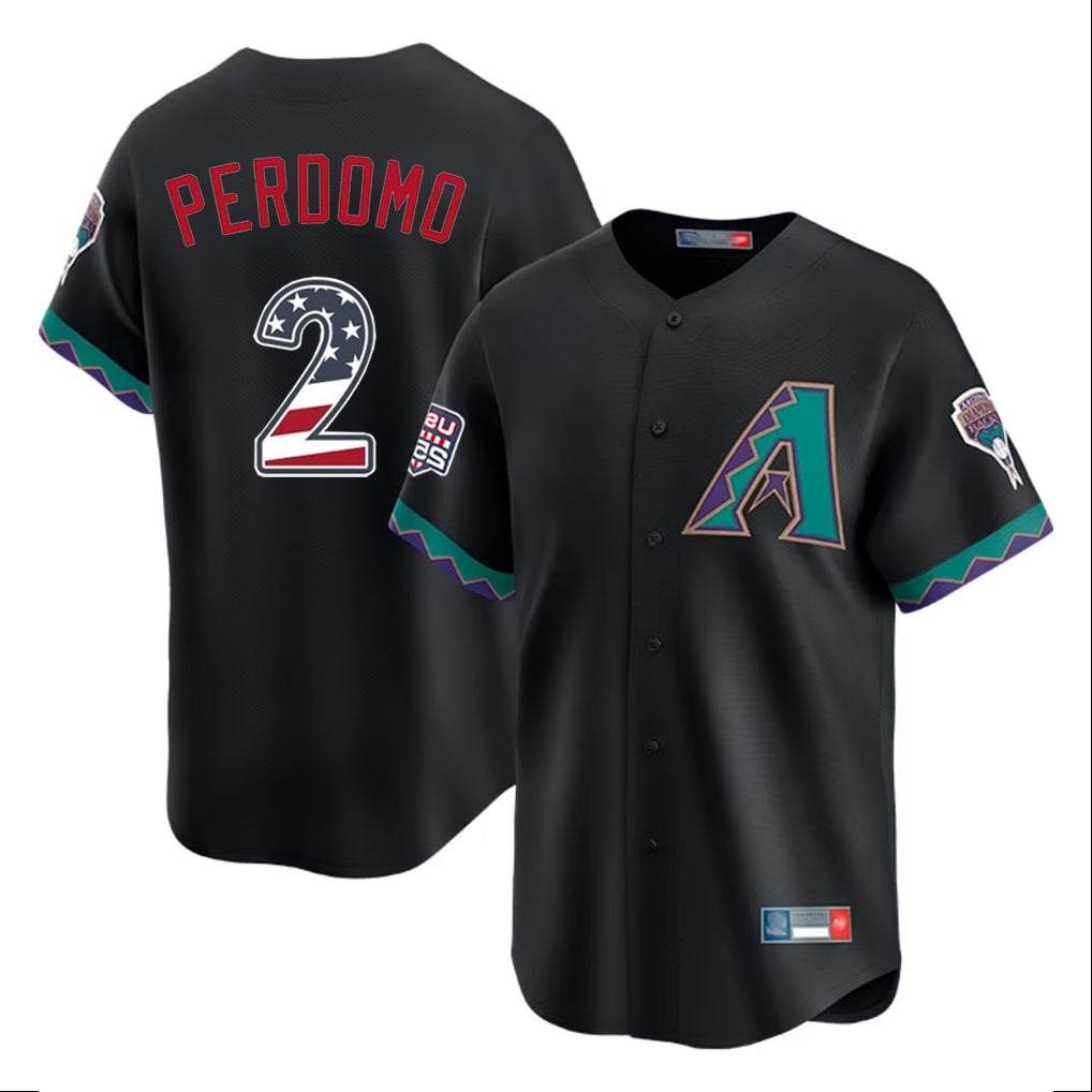 Arizona Diamondbacks #2 Geraldo Perdomo Player Black Jermy USA 250 Fourth of July Home Game Stitched Jerseys
