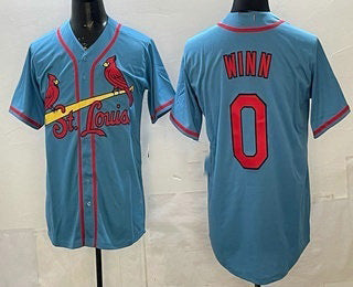 St Louis Cardinals #0 Masyn Winn Blue Jermy Cool Base Jersey