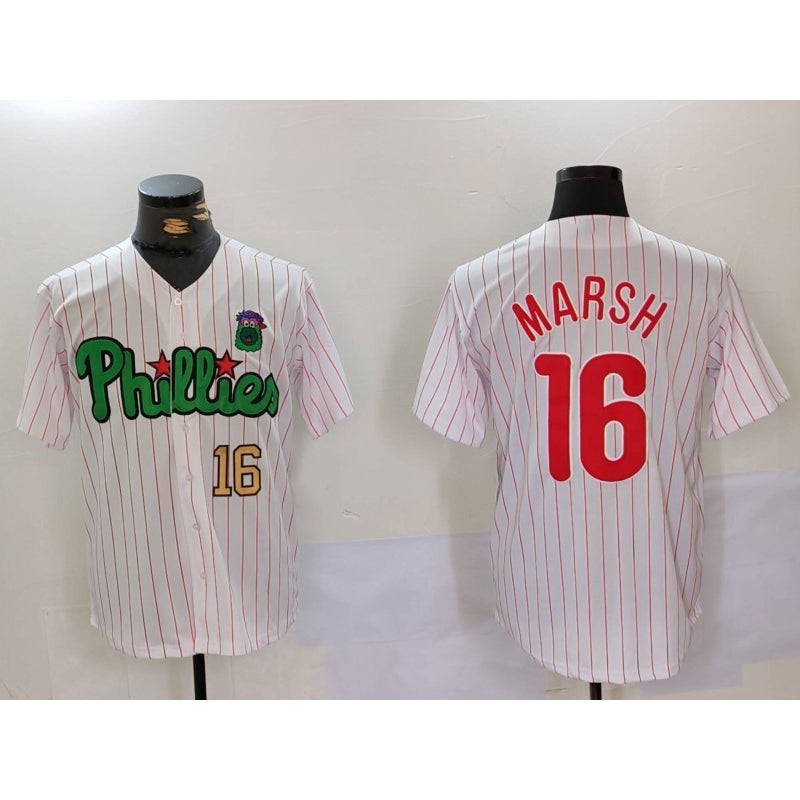 Philadelphia Phillies #16 Brandon Marsh White Green Jermy Cool Base Stitched Jerseys