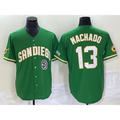 San Diego Padres #13 Manny Machado Green Jermy Cool Base Stitched Jersey