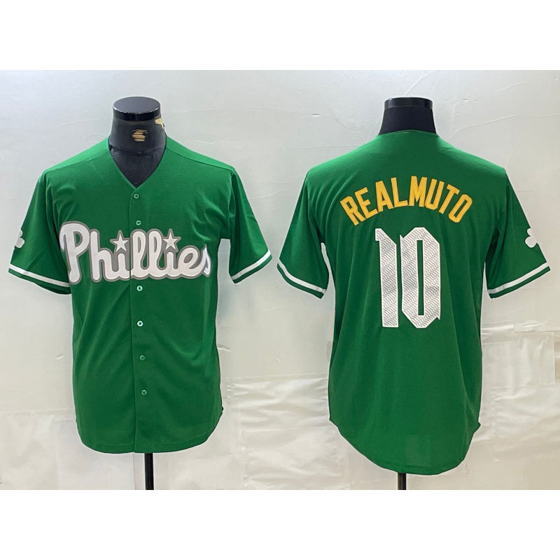 Philadelphia Phillies #10 JT Realmuto Kelly Green Jermy Cool Base Jersey
