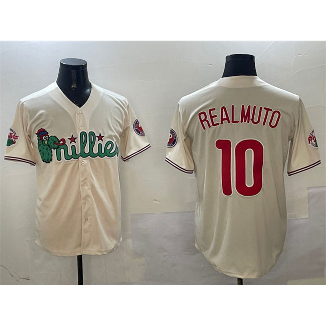 Philadelphia Phillies #10 J.T. Realmuto Cream Jermy Phanatic Limited Stitched Jersey