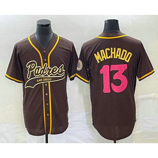 San Diego Padres #13 Manny Machado Brown Jermy NEW 2023 City Connect Cool Base Stitched Jersey 2