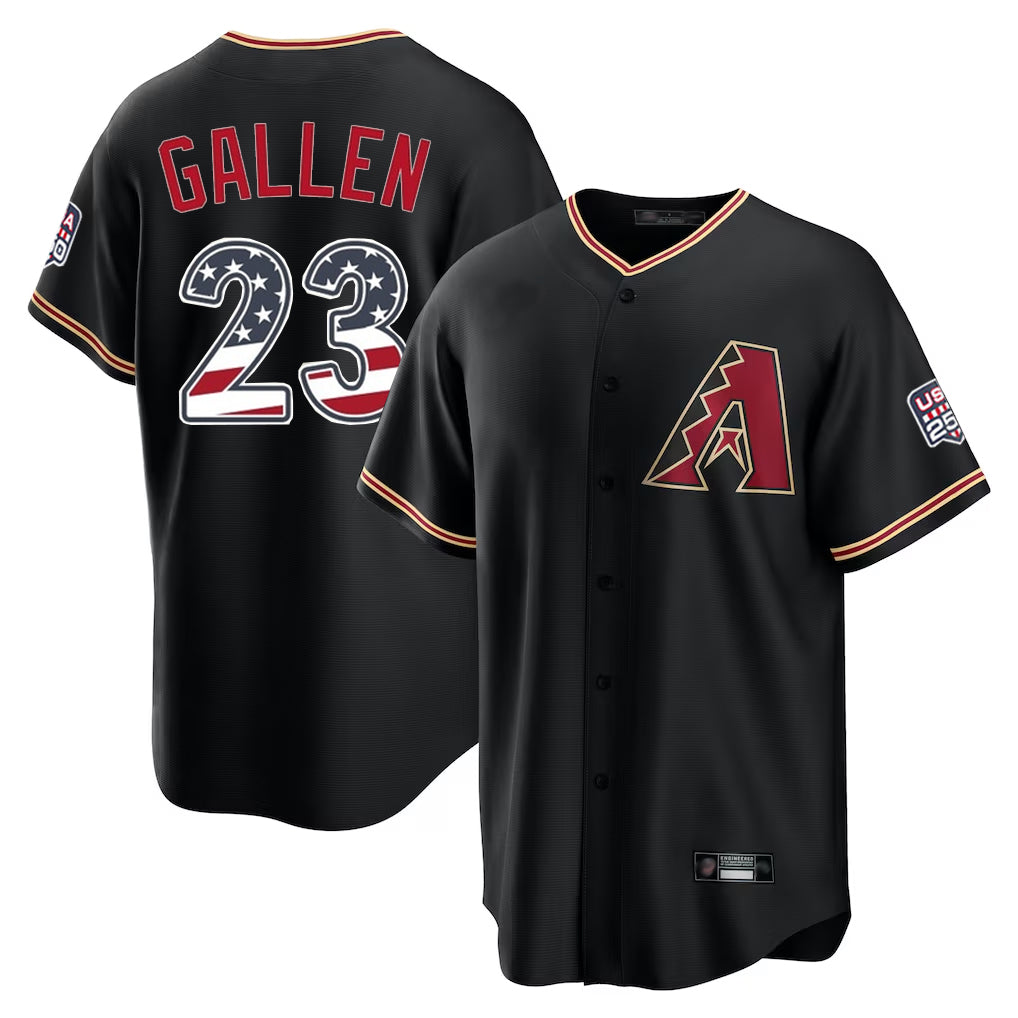 Arizona Diamondbacks #23 Zac Gallen Player Black Jermy USA 250 Fourth of July Game Home Stitched Jerseys