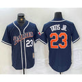 San Diego Padres #23 Fernando Tatis Jr Navy Blue Jermy Stitched Cool Base Throwback Jersey