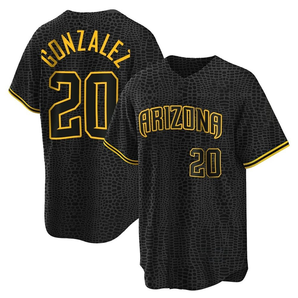 Arizona Diamondbacks #20 Luis Gonzalez Player Black Jermy Snake Skin City Home Game Stitched Jerseys