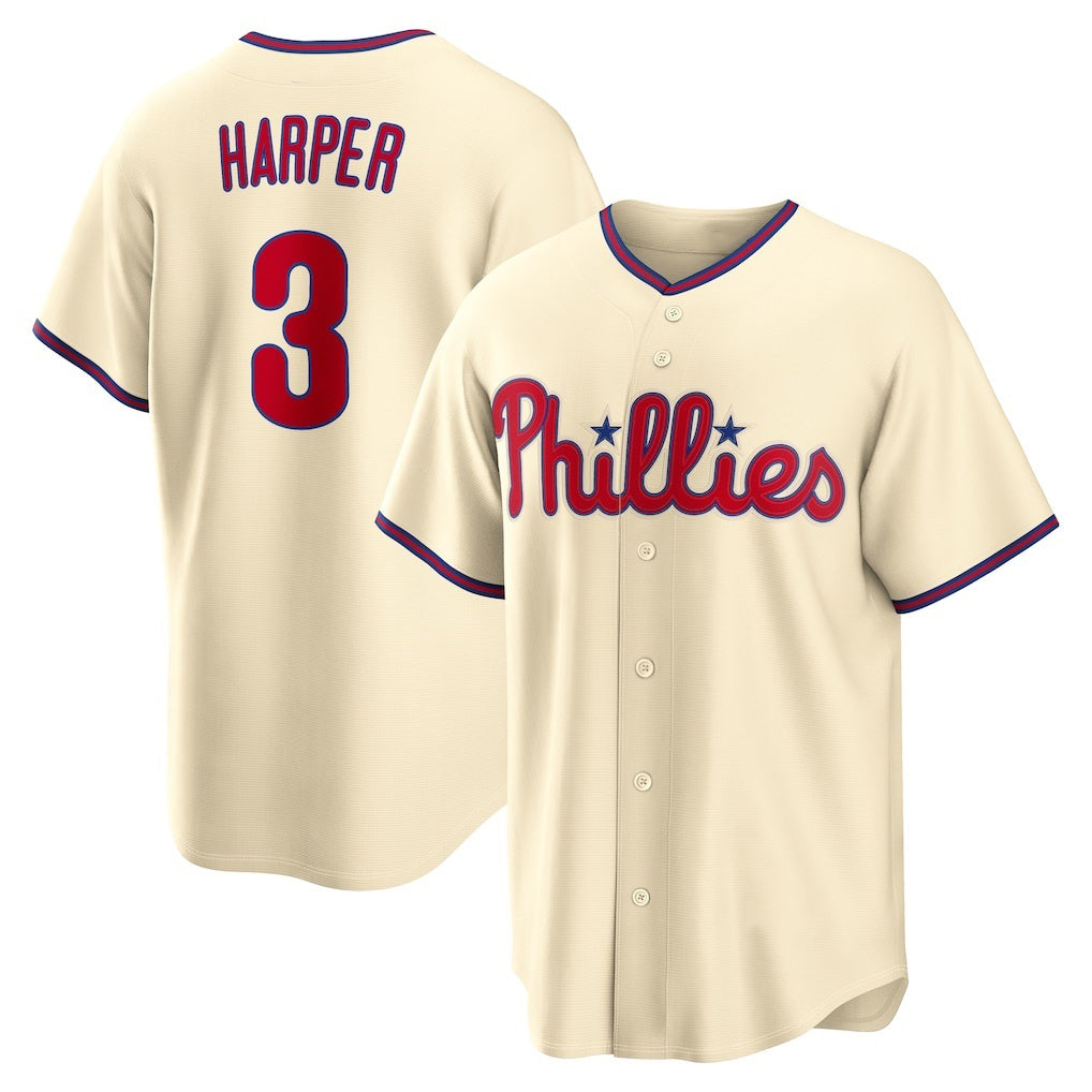 Philadelphia Phillies #3 Bryce Harper Cream Jermy Alternate Replica Jersey