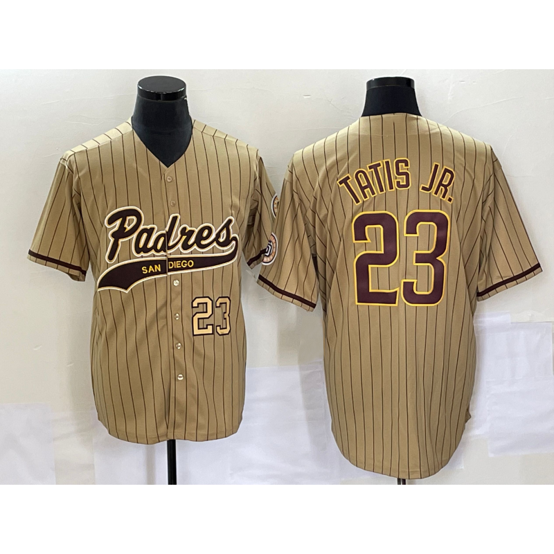 San Diego Padres #23 Fernando Tatis Jr Number Tan Jermy NEW 2023 Cool Base Stitched Jersey