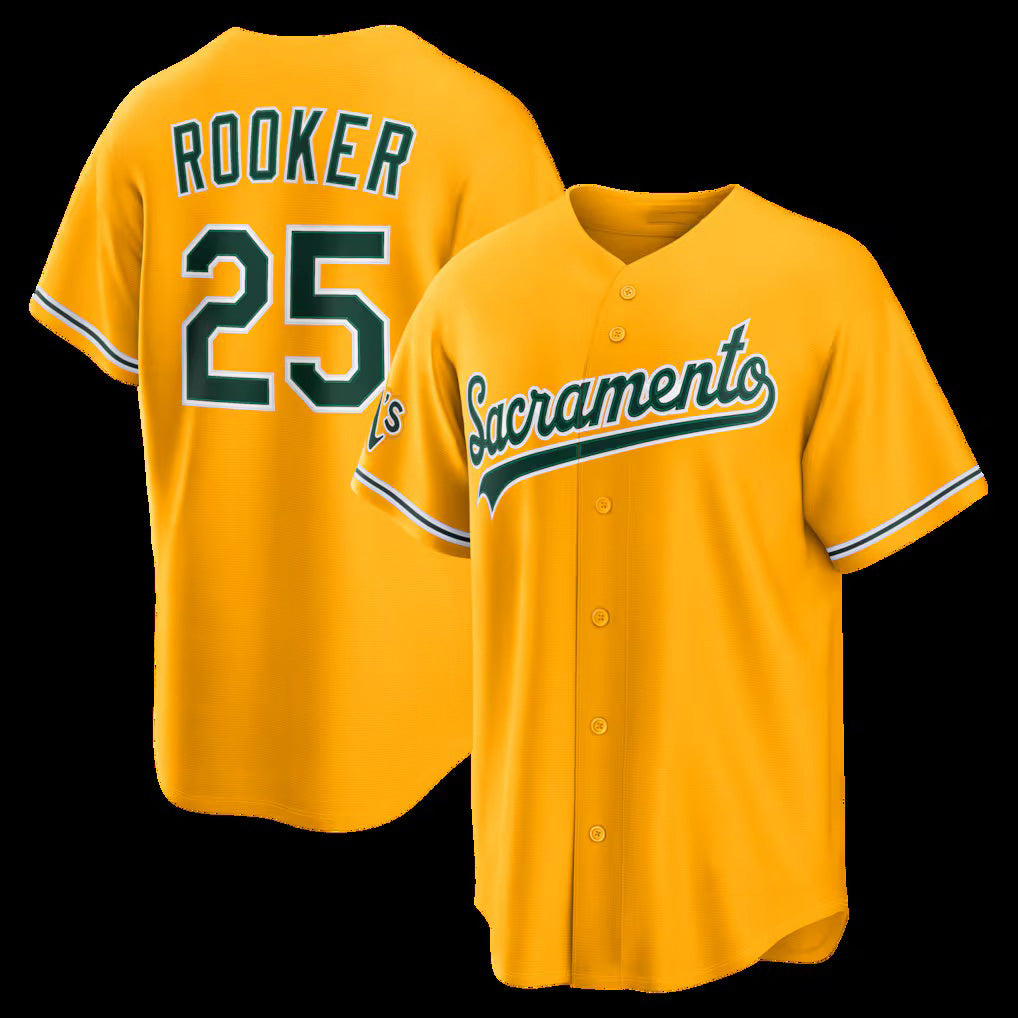 Oakland Athletics #25 Brent Rooker Gold Jermy Alternate Stadium Jersey