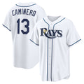Tampa Bay Rays #13 Junior Caminero White Jermy Home Replica Jersey