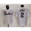 New York Yankees #2 Derek Jeter White Jermy Pinstripe Fashion Cool Base Jersey 3