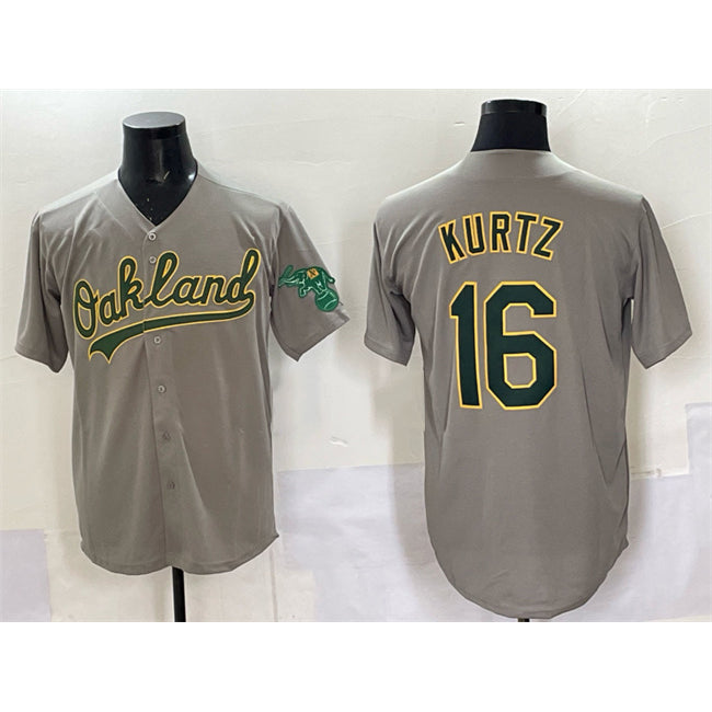 Oakland Athletics #16 Nick Kurtz Grey Jermy Cool Base Stitched Baseball Jersey