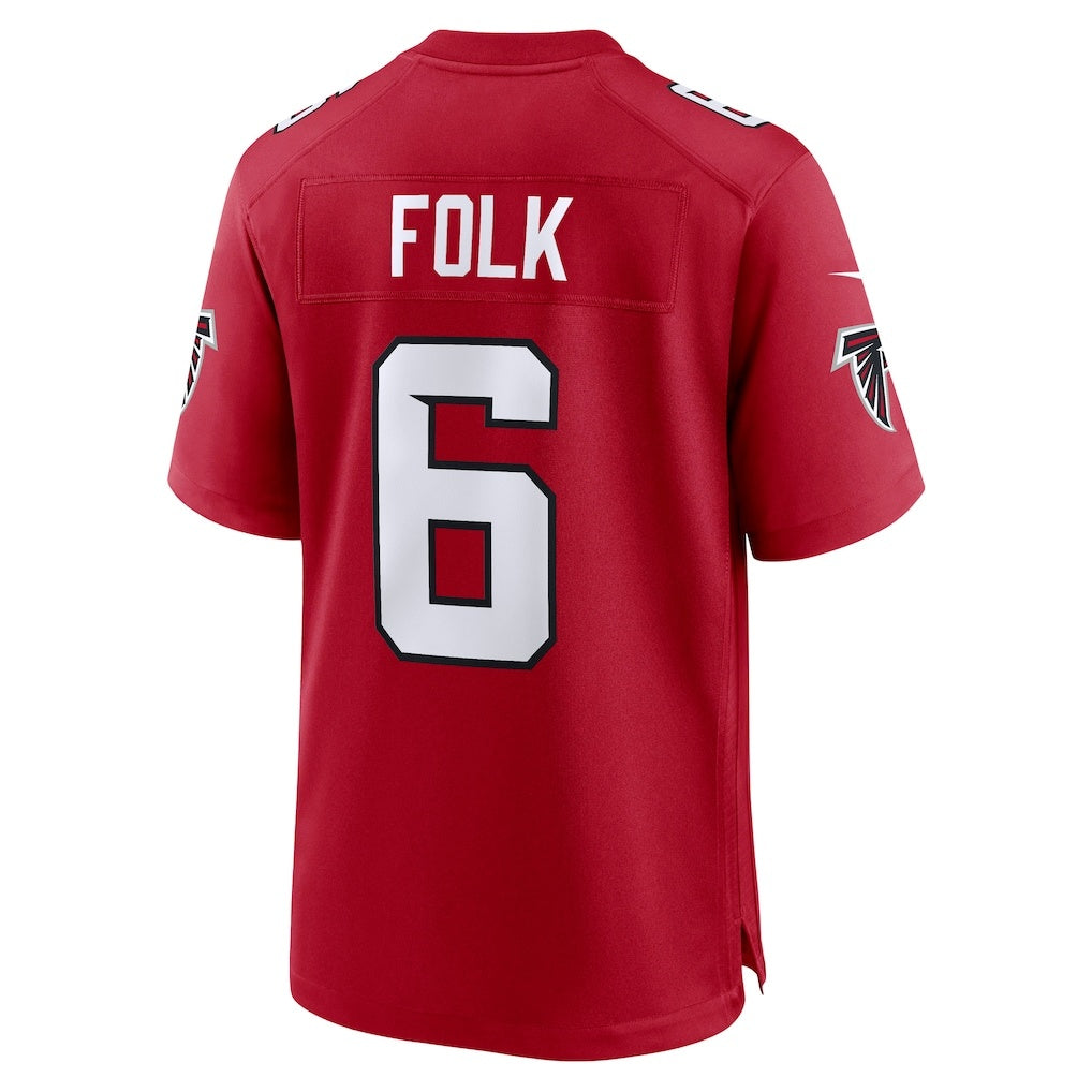 A.Falcons #6 Nick Folk Red Jermy Team Game Jersey