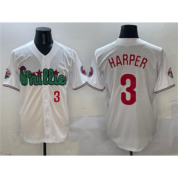 Philadelphia Phillies #3 Bryce Harper White Jermy Phanatic Limited Stitched Jersey