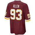 W.Football Team #93 Jonathan Allen Burgundy Jermy Home Game Jersey