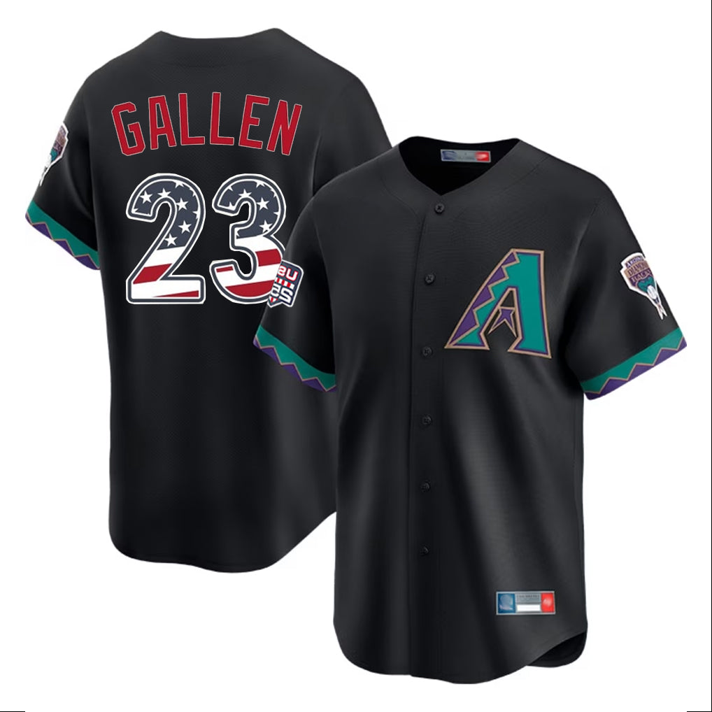 Arizona Diamondbacks #23 Zac Gallen Player Black Jermy USA 250 Fourth of July Home Game Stitched Jerseys