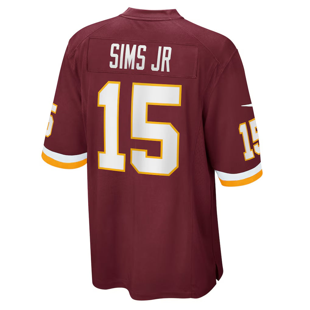 W.Football Team #15 Steven Sims Jr. Burgundy Jermy Game Player Jersey