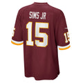 W.Football Team #15 Steven Sims Jr. Burgundy Jermy Game Player Jersey