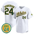 Oakland Athletics #24 Rickey Henderson White Jermy 2024 Home Limited With Rickey Henderson Patch Stitched Jersey