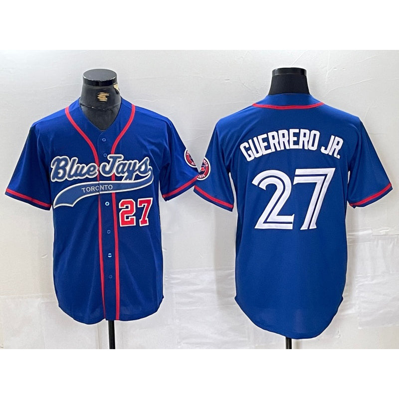 Toronto Blue Jays #27 Vladimir Guerrero Jr Blue Jermy Cool Base Stitched Jersey 3