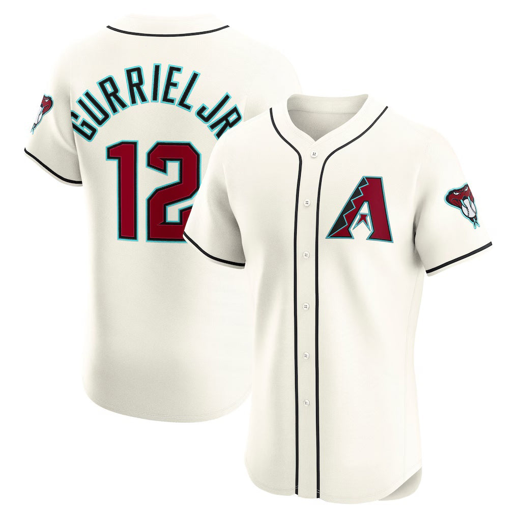 Arizona Diamondbacks #12 Lourdes Gurriel Jr. Cream Jermy Home Elite Jersey