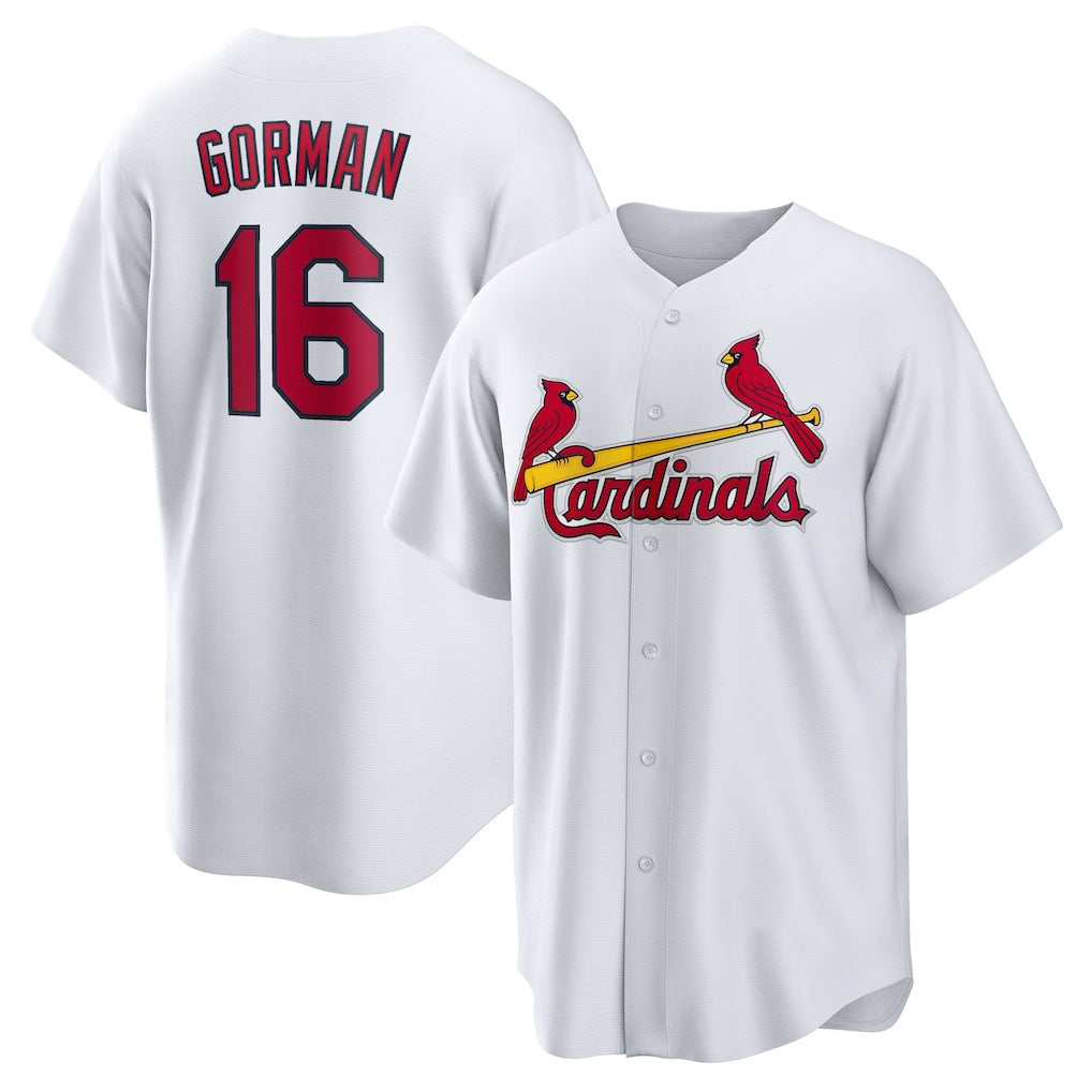 St. Louis Cardinals #16 Nolan Gorman White Jermy Home Replica Jersey