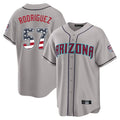 Arizona Diamondbacks #57 Eduardo Rodriguez Player Gray Jermy USA 250 Fourth of July Home Game Stitched Jerseys