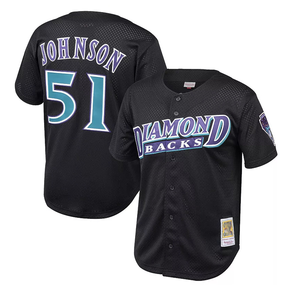 Arizona Diamondbacks #51 Randy Johnson Player Black Jermy Mitchell & Ness Throwback Cooperstown Collection Mesh Limited Stitched Jerseys