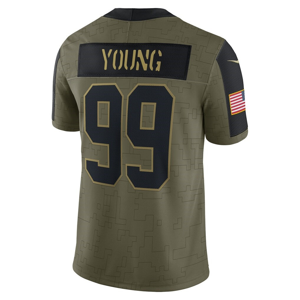 W.Football Team #99 Chase Young Olive Jermy Salute To Service Limited Player Jersey