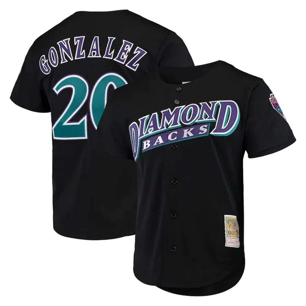 Arizona Diamondbacks #20 Luis Gonzalez Player Black Jermy Mitchell & Ness Throwback Cooperstown Collection Mesh Limited Stitched Jerseys