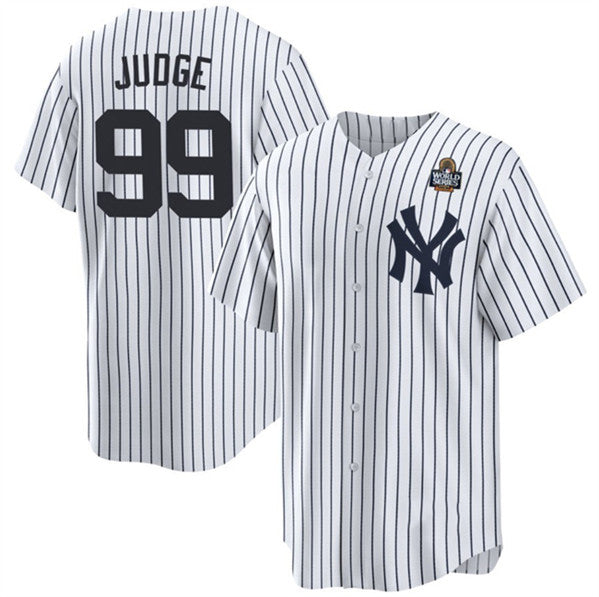 New York Yankees #99 Aaron Judge White Jermy 2024 World Series With Name Cool Base Stitched Jersey