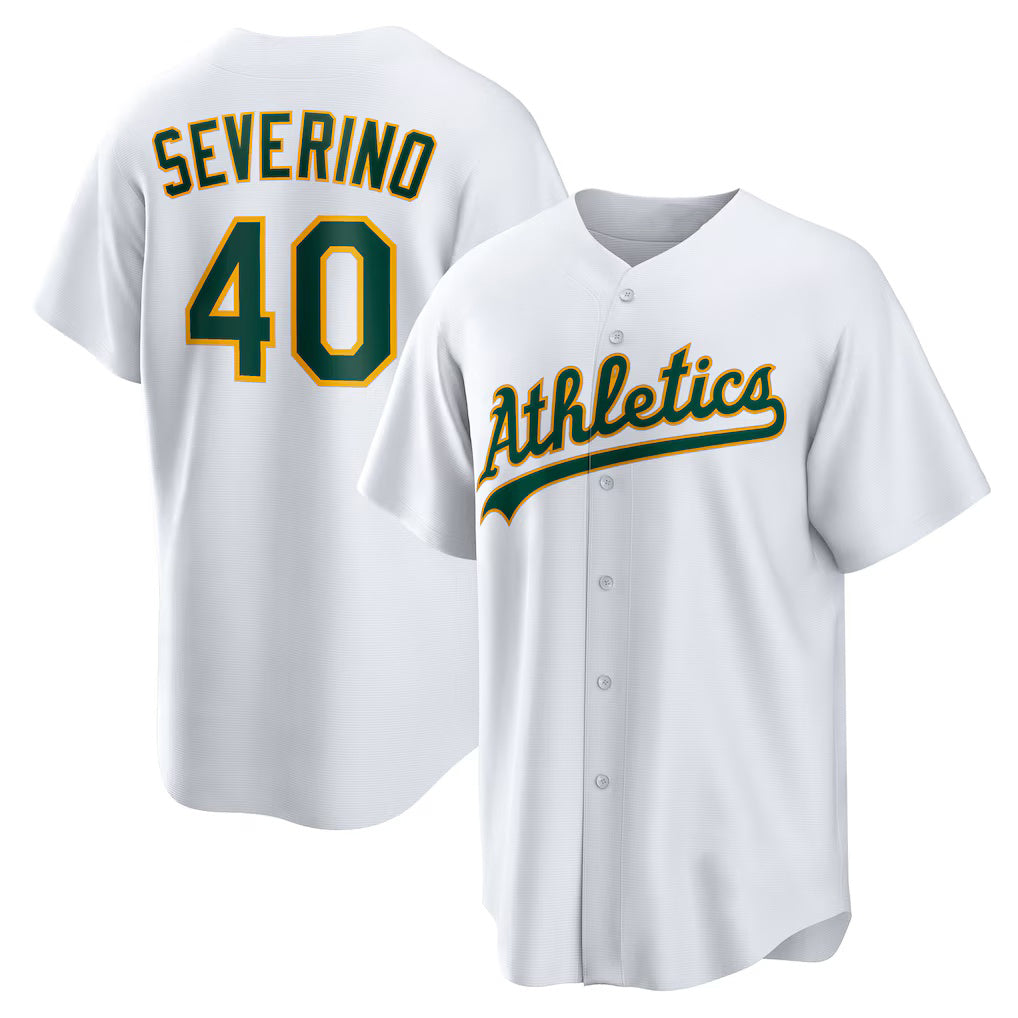 Oakland Athletics #40 Luis Severino White Jermy Home Replica Jersey