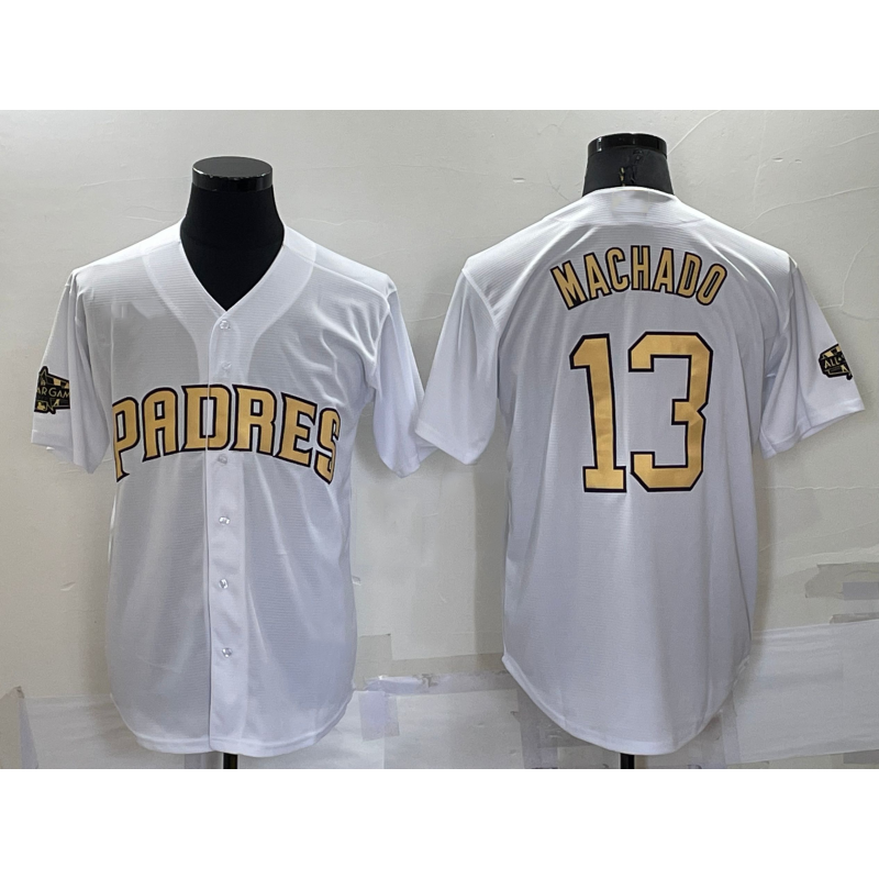 San Diego Padres #13 Manny Machado White Jermy 2022 All Star Stitched Cool Base Jersey