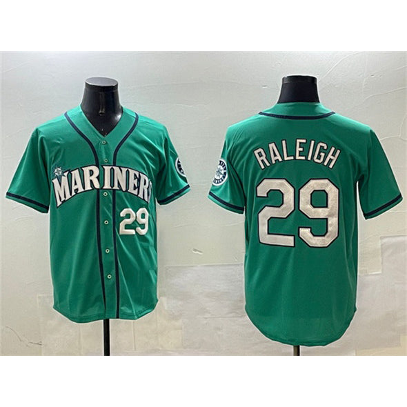 Seattle Mariners #29 Cal Raleigh Aqua Jermy Limited Stitched jersey