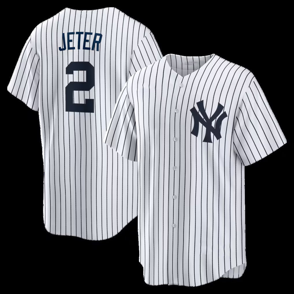 New York Yankees #2 Derek Jeter White Jermy Home Retired Player Replica Jersey