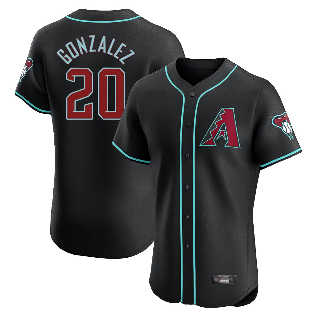 Arizona Diamondbacks #20 Luis Gonzalez Player Black Jermy Limited Elite Home Game Stitched Jerseys