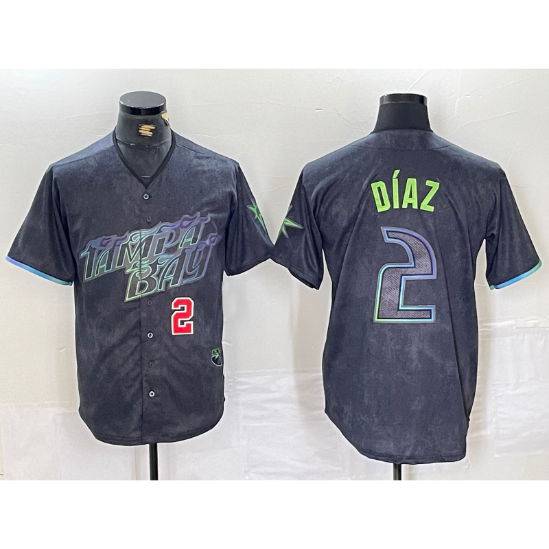 Tampa Bay Rays #2 Yandy Diaz Number Charcoal Jermy 2024 City Connect Limited Stitched Jerseys