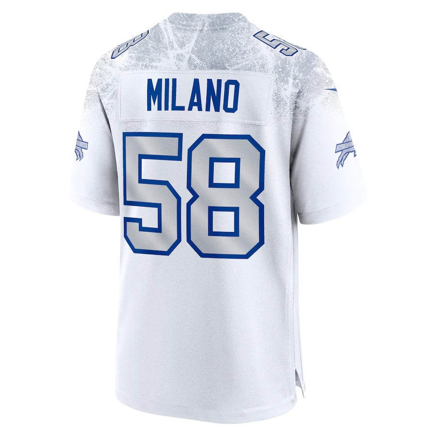 B.Bills #58 Matt Milano 2025 Rivalries Collection Game Jersey - White Jermy