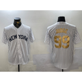 New York Yankees #99 Aaron Judge White Jermy Pinstripe Fashion Cool Base Jersey 2
