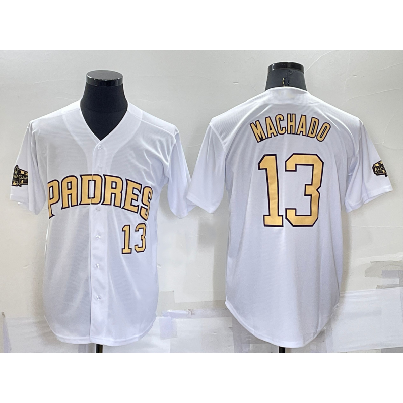 San Diego Padres #13 Manny Machado Number White Jermy 2022 All Star Stitched Cool Base Jersey