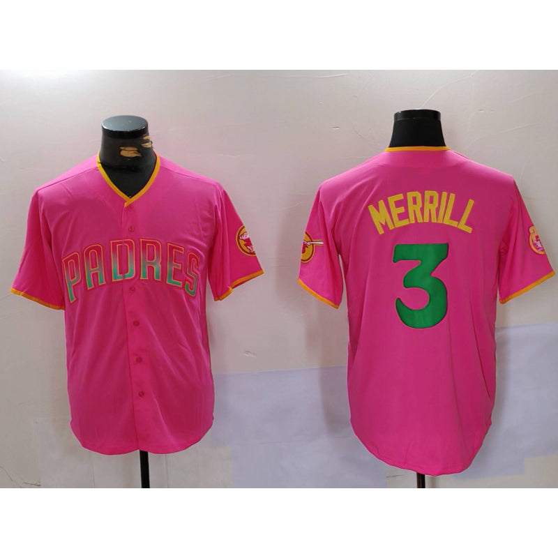 San Diego Padres #3 Jackson Merrill Pink Jermy Player Number Fashion Jerseys