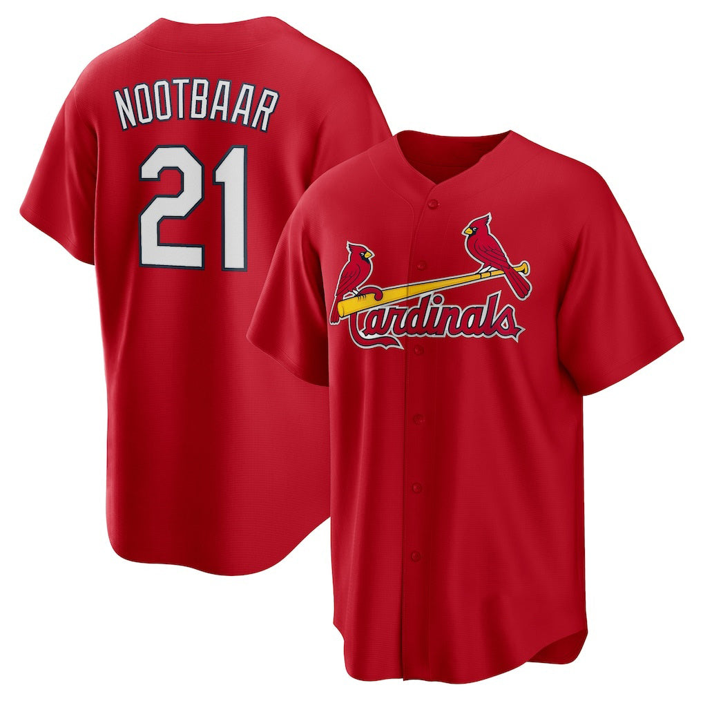 St. Louis Cardinals #21 Lars Nootbaar Red Jermy Big & Tall Alternate Replica Player Jersey